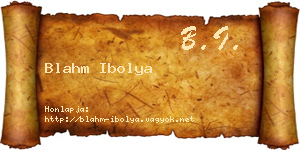 Blahm Ibolya névjegykártya